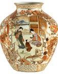 Early 20th-Century Kutani-Style Porcelain Vase with Scenic and Floral Designs