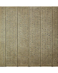 Gold and black calligraphy screen divider, six-panel, hand-painted inscriptions, vintage style.