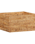 Vintage Country Style Rectangular Rattan Storage Box with Removable Tray Lid