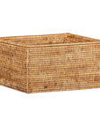 Vintage Country Style Rectangular Rattan Storage Box with Removable Tray Lid