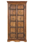 Early 20th Century Hardwood Cabinet with Iron Accents and Rustic Charm