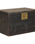 Qing Dynasty Elmwood Blanket Chest with Black Lacquer Finish and Brass Accents