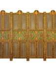 Mid-Century Fretwork Screen with Hand-Painted Details and Bold Colors