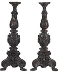 Baroque-Style Ornate Metal Candlesticks with Cherub, Volute and Garland Motifs