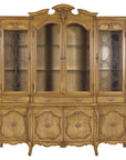 Large French Provincial Style China Cabinet in Hardwood Finish, Wired