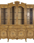 Large French Provincial Style China Cabinet in Hardwood Finish, Wired