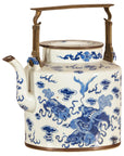 Blue and White Porcelain Teapot with Mythical Qilin and Auspicious Cloud Motifs