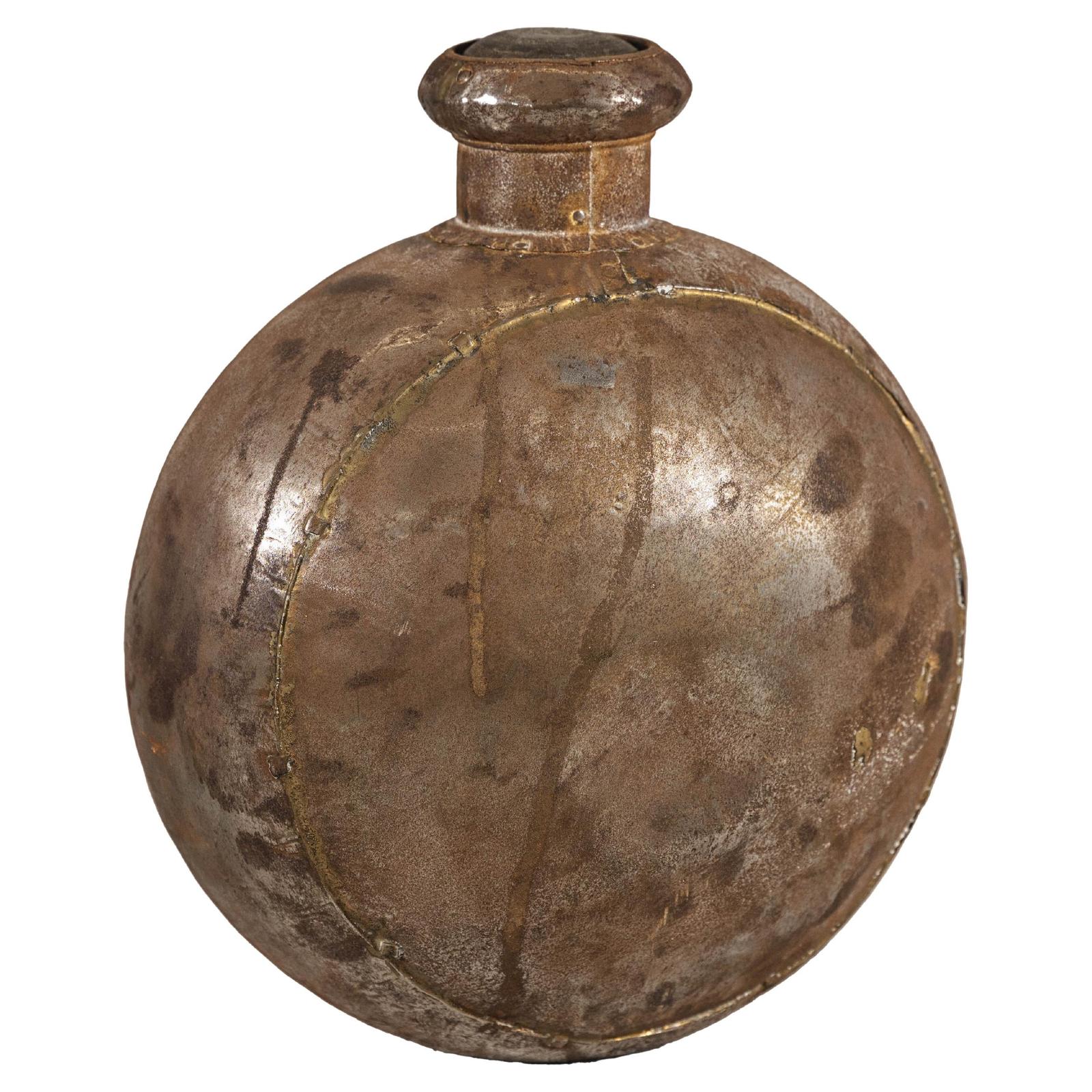 Antique Metal Surahi Decorative Water Vessel, Early 20th Century