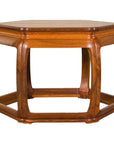 Hexagonal Elm Wood Center Table with Sculptural Open Frame Design