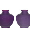 Pair of Purple Ceramic Vases with Glossy Finish and Rounded Bellies