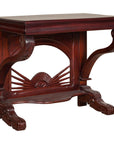 Antique Dutch Colonial Teak Pier Console Table with Carved Details and Sunburst