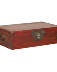 Late Qing Dynasty Red Lacquer Document Box with Gilt Floral Scrolling Motifs