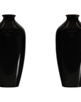 Pair of Vintage Black Porcelain Vases with Glossy Glaze and Narrow Necks