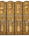 Neoclassical Style Folding Screen Room Divider with Architectural Motifs