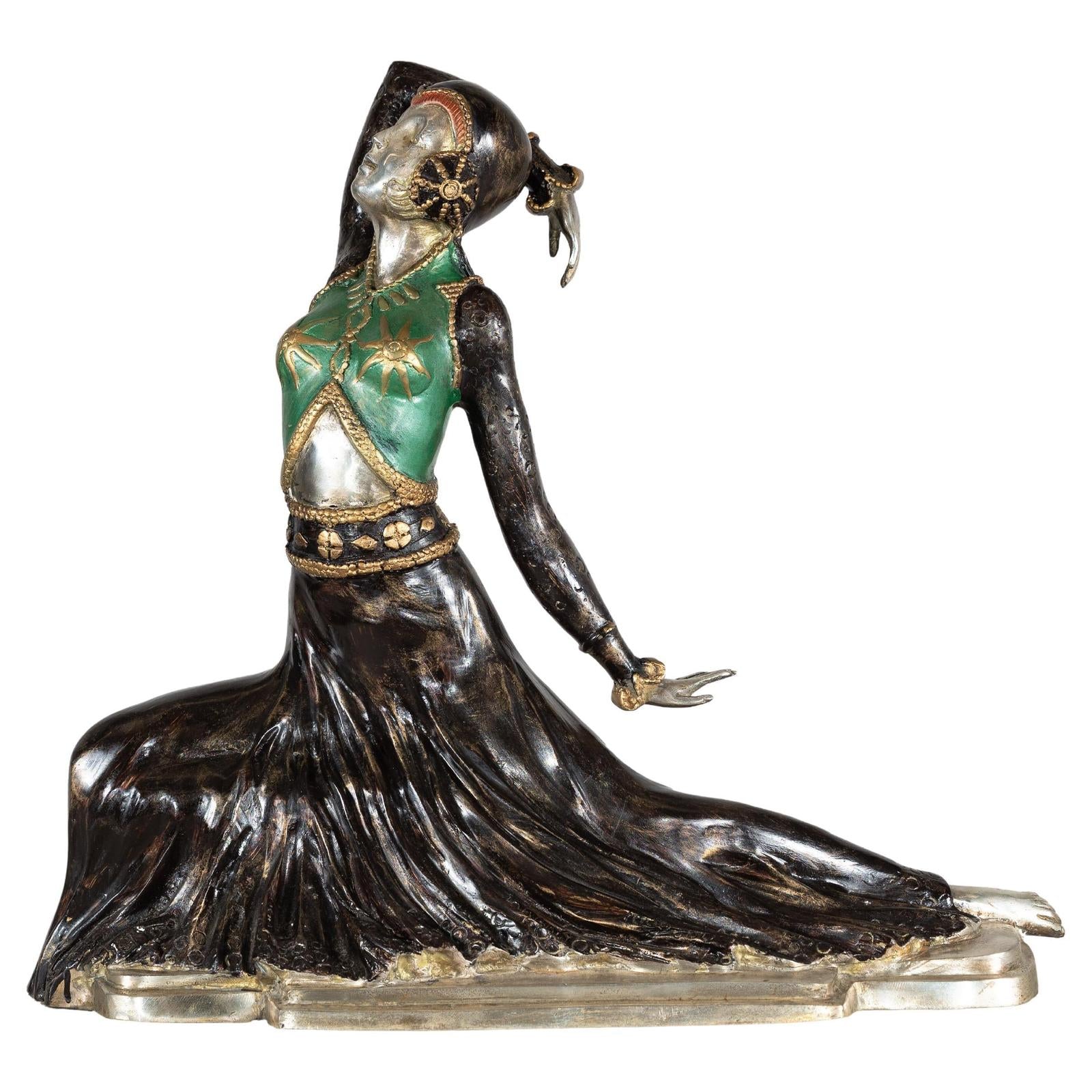 Art Deco Style Cold-Painted Dancer Sculpture After Demetre Chiparus