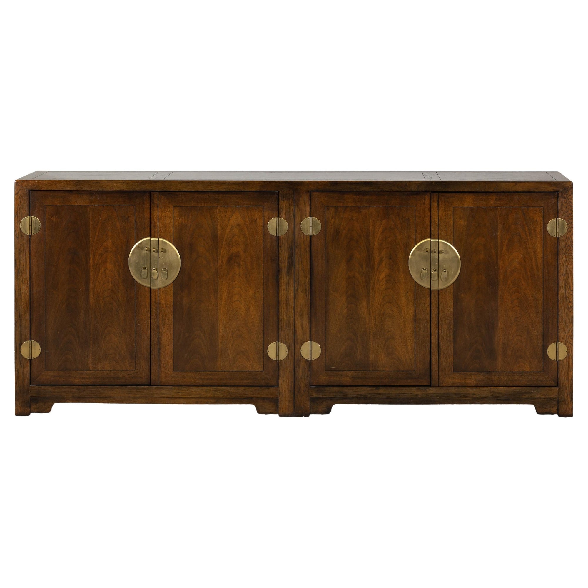 Baker Furniture Sideboard with Brass Hardware and Burl Wood Inlay