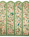 Hand-Painted Floral Screen with Butterflies, Vintage Four-Panel Divider