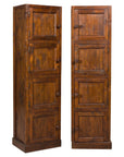 Vintage Tall Narrow Teak Cabinets – Unique Storage with Aged Patina
