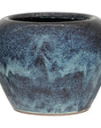 Large Blue and Aqua Glazed Ceramic Planter with Rounded Form