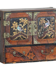 Lacquer Box with Mother-of-Pearl Inlay and Parquetry Drawers