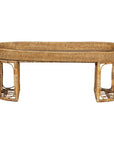 Vintage Rattan Oval Tray Top Table or Coffee Table with Raised Edge