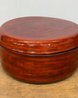 Five Nested Red Brown Wooden Storage Bowls with Lids - FEA Home