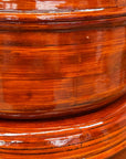Five Nested Red Brown Wooden Storage Bowls with Lids - FEA Home