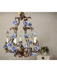 Floral Gilt Chandelier with Blue and White Porcelain Roses, Five Lights-12. Asian & Chinese Furniture, Art, Antiques, Vintage Home Décor for sale at FEA Home