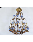 Floral Gilt Chandelier with Blue and White Porcelain Roses, Five Lights-5. Asian & Chinese Furniture, Art, Antiques, Vintage Home Décor for sale at FEA Home