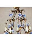 Floral Gilt Chandelier with Blue and White Porcelain Roses, Five Lights-9. Asian & Chinese Furniture, Art, Antiques, Vintage Home Décor for sale at FEA Home