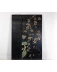 Four-Panel Black Lacquer Folding Screen with Hand-Painted Floral Design-12. Asian & Chinese Furniture, Art, Antiques, Vintage Home Décor for sale at FEA Home