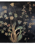 Four-Panel Black Lacquer Folding Screen with Hand-Painted Floral Design-1. Asian & Chinese Furniture, Art, Antiques, Vintage Home Décor for sale at FEA Home