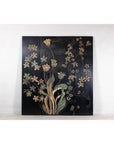 Four-Panel Black Lacquer Folding Screen with Hand-Painted Floral Design-2. Asian & Chinese Furniture, Art, Antiques, Vintage Home Décor for sale at FEA Home