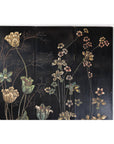 Four-Panel Black Lacquer Folding Screen with Hand-Painted Floral Design-5. Asian & Chinese Furniture, Art, Antiques, Vintage Home Décor for sale at FEA Home