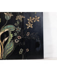Four-Panel Black Lacquer Folding Screen with Hand-Painted Floral Design-8. Asian & Chinese Furniture, Art, Antiques, Vintage Home Décor for sale at FEA Home