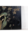 Four-Panel Black Lacquer Folding Screen with Hand-Painted Floral Design-9. Asian & Chinese Furniture, Art, Antiques, Vintage Home Décor for sale at FEA Home