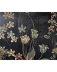 Four-Panel Black Lacquer Folding Screen with Hand-Painted Floral Design-9. Asian & Chinese Furniture, Art, Antiques, Vintage Home Décor for sale at FEA Home