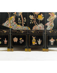 Four-Panel Black Lacquer Screen with Birds, Blossoms, and Brass Feet-11. Asian & Chinese Furniture, Art, Antiques, Vintage Home Décor for sale at FEA Home