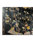 Four-Panel Black Lacquer Screen with Birds, Blossoms, and Brass Feet-5. Asian & Chinese Furniture, Art, Antiques, Vintage Home Décor for sale at FEA Home