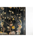 Four-Panel Black Lacquer Screen with Birds, Blossoms, and Brass Feet-6. Asian & Chinese Furniture, Art, Antiques, Vintage Home Décor for sale at FEA Home