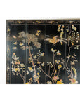 Four-Panel Black Lacquer Screen with Birds, Blossoms, and Brass Feet-9. Asian & Chinese Furniture, Art, Antiques, Vintage Home Décor for sale at FEA Home
