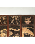 Four-Panel Black Lacquer Screen with Painted Narrative and Animal Scenes-11. Asian & Chinese Furniture, Art, Antiques, Vintage Home Décor for sale at FEA Home