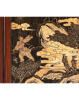 Four-Panel Black Lacquer Screen with Painted Narrative and Animal Scenes-16. Asian & Chinese Furniture, Art, Antiques, Vintage Home Décor for sale at FEA Home