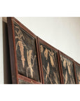 Four-Panel Black Lacquer Screen with Painted Narrative and Animal Scenes-18. Asian & Chinese Furniture, Art, Antiques, Vintage Home Décor for sale at FEA Home