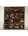 Four-Panel Black Lacquer Screen with Painted Narrative and Animal Scenes-20. Asian & Chinese Furniture, Art, Antiques, Vintage Home Décor for sale at FEA Home