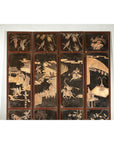 Four-Panel Black Lacquer Screen with Painted Narrative and Animal Scenes-3. Asian & Chinese Furniture, Art, Antiques, Vintage Home Décor for sale at FEA Home