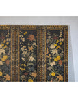 Four-Panel Black Screen with Polychrome Floral Design