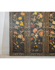 Four-Panel Black Screen with Polychrome Floral Design