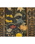 Four-Panel Black Screen with Polychrome Floral Design