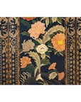 Four-Panel Black Screen with Polychrome Floral Design
